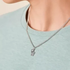 James Avery Artisan Jewelry Men's Necklaces And Chains-Basketball Charm with Medium Curb Chain