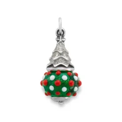 James Avery Artisan Jewelry Art Glass|Enamel-Enamel Glitter Christmas Tree Art Glass Charm