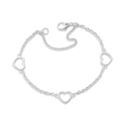 James Avery Artisan Jewelry Sterling Silver Bracelets-Heart Station Charm Bracelet