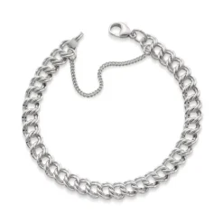 James Avery Artisan Jewelry Charm Bracelets|Men's Bracelets-Medium Double Curb Charm Bracelet