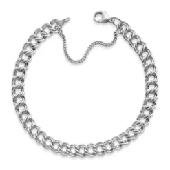 James Avery Artisan Jewelry Sterling Silver Bracelets-Medium Double Curb Charm Bracelet