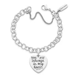 James Avery Artisan Jewelry Charm Bracelets|Sterling Silver Bracelets-"You Are Always in My Heart" Charm on Forged Link Charm Bracelet