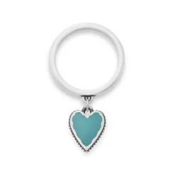 James Avery Artisan Jewelry Dangle Rings-Small Enamel Heart Charm Dangle Ring