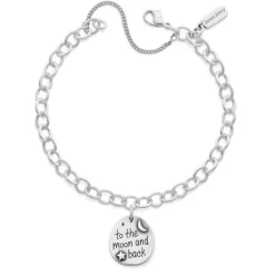 James Avery Artisan Jewelry Sterling Silver Bracelets-To the Moon and Back Charm on Forged Link Charm Bracelet