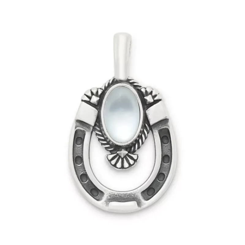 James Avery Artisan Jewelry Men's Pendants And Charms|Silver Pendants-Western Horseshoe Gemstone Pendant